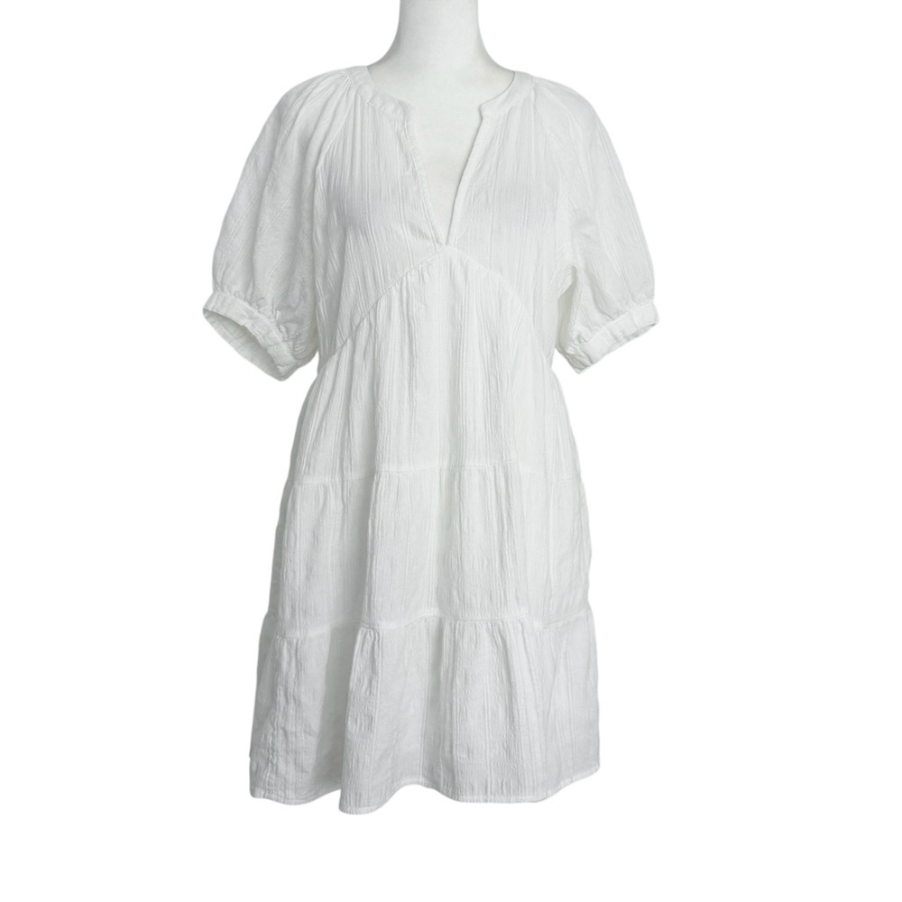 Universal Thread White Crinkle Babydoll Boho Coastal Resort Tiered Dress (S)